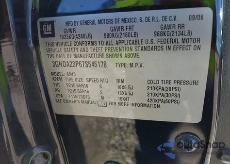 2007 Chevrolet Hhr Lt from USA, damaged, VIN 3GNDA23P67S545178